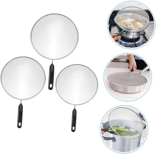 Vista 8 de SHOWERORO Protector contra salpicaduras de malla de aceite, protector contra salpicaduras de malla para freír, mango de tapa de olla, cubierta