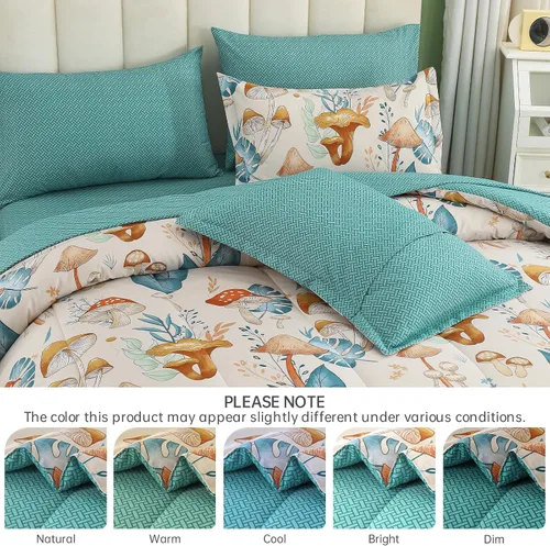 Vista 6 de Dinjoy Juego de edredón de 6 piezas para niñas, juego de ropa de cama colorido de arcoíris degradado tamaño individual, cama en una bolsa para niños