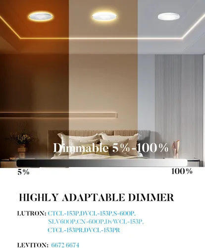 Vista 3 de Lightdot LED de 6 pulgadas empotrable con luz nocturna 1200LM 12W 120V regulable LED Downlight iluminación, 3000 K/4000 K/5000 K seleccionables