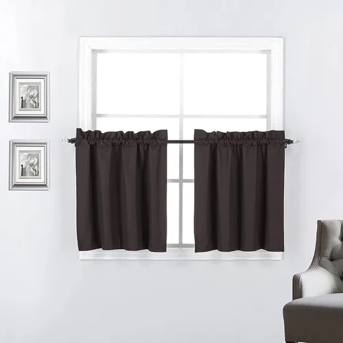 Vista 20 de 2 paneles de cortinas opacas con aislamiento térmico y forro blanco en la parte trasera para ventana de bloqueo de luz para cualquier ventana