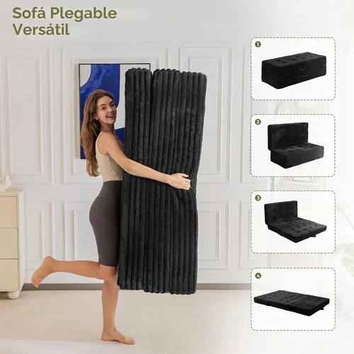 Vista 8 de MAXYOYO Sofá cama plegable, sofá cama plegable de 6 pulgadas, colchón plegable con asas, cama plegable de piel sintética suave con relleno de espuma