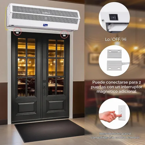 Vista 3 de Awoco Cortina de aire comercial Super Power de 24 pulgadas, 2 velocidades, 800 CFM, certificado CE, 120 V sin calefacción, interruptor de puerta