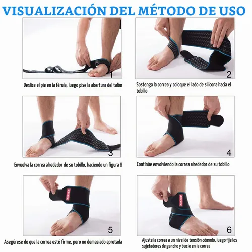 Vista 5 de Soporte para tobillo, soporte ajustable para tobillo, material de nailon transpirable, súper elástico y cómodo, talla única, protege contra