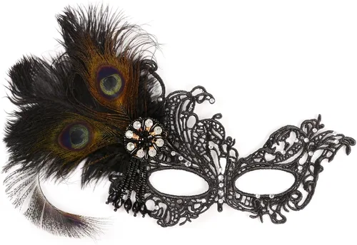 Vista 3 de JISEN Máscara de mascarada para mujer, máscara veneciana de Mardi Gras para carnaval, fiesta de cosplay