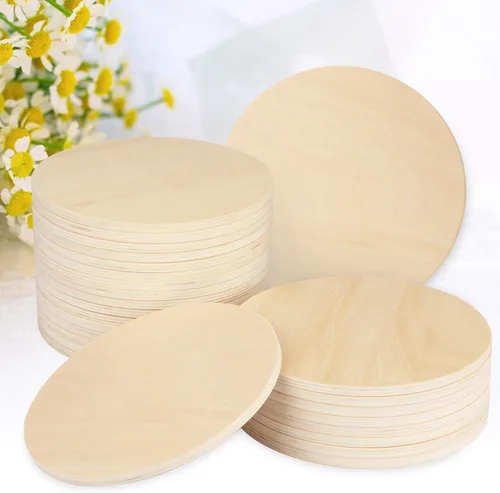 Vista 4 de 10 círculos de madera sin terminar de 12 pulgadas, grosor de 0.236 in, rondas de madera para manualidades, discos de madera para decoración