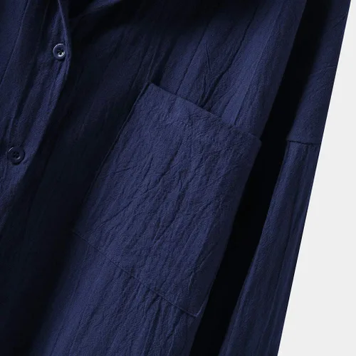 Vista 3 de aihihe - Camisas de manga 34 con botones para mujer, de algodón, lino, para novio