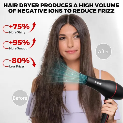 Vista 2 de Kit de Secador de Pelo Iónico de Temperatura Constante de 13 Piezas - Juego de Secador de Pelo Profesional Ligero, Bajo Ruido, 1800W para Mujeres