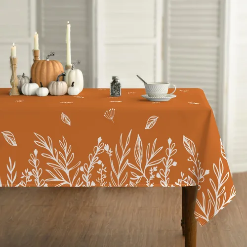 Vista 7 de Horaldaily Fall Tablecloth 52×70 Inch Rectangular, Thanksgiving Autumn Harvest Blue Wild Flowers Table Cover for Party Picnic Dinner Decor