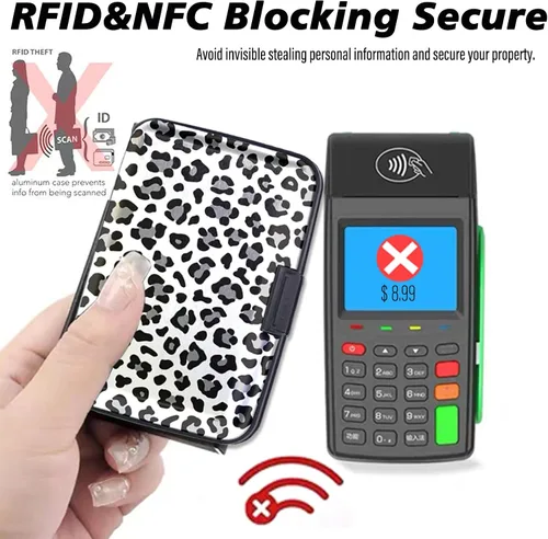 Vista 4 de Handlein Soporte para tarjetas de crédito, mini cartera de aluminio RFID, cartera para tarjetas de crédito, mini cartera para tarjetas de crédito