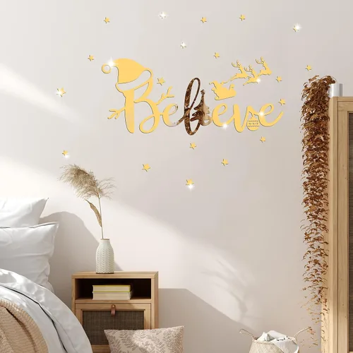 Vista 6 de Espejo acrílico de muñeco de nieve de Navidad, adhesivo autoadhesivo para ventana, calcomanía decorativa de pared para bricolaje, hogar, pared