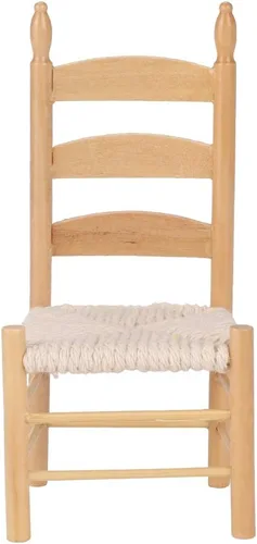 Vista 4 de Silla vintage de madera en miniatura para accesorios de muñecas 1:12 (Burlywood)