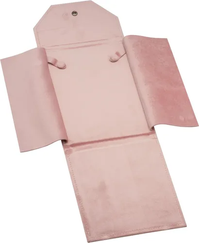 Vista 7 de COWFEX Terciopelo collar joyería carpeta de viaje almacenamiento vitrina (rosa)