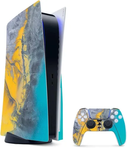 Vista 48 de MightySkins - Skin para juegos para PS5 / Playstation 5 Bundle – Mármol ámbar Envoltura protectora de vid Fácil de aplicar y cambiar