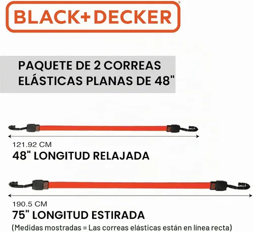 Vista 5 de BLACK+DECKER Correas elásticas planas de 48 pulgadas, paquete de 2