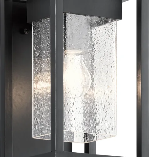 Vista 4 de Kichler Mercer 59060BSL - Lámpara de pared para exteriores de 12 pulgadas en color negro, aplique de pared exterior de 1 luz con vidrio transparente
