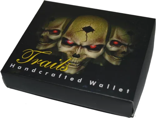 Vista 7 de Leatherboss Billetera con diseño de calavera para hombre, con caja de regalo, Multi color, 4.5" X 3.5", Cartera plegable