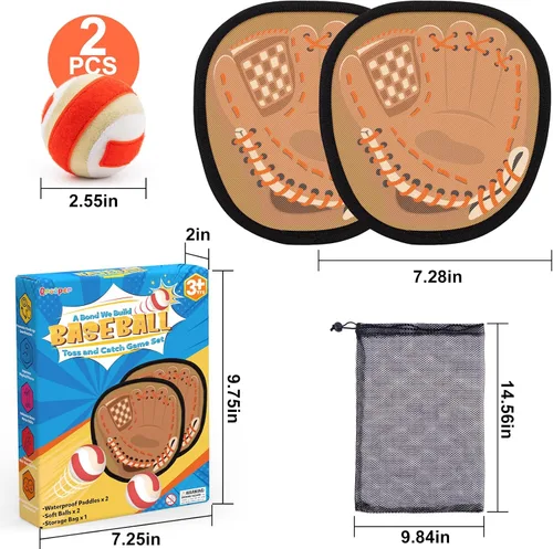 Vista 7 de Juego de pelota de lanzar y atrapar guantes de entrenamiento de béisbol para niños, juguetes de playa para niños de 3, 4, 5, 6, 7, 8 años, regalos