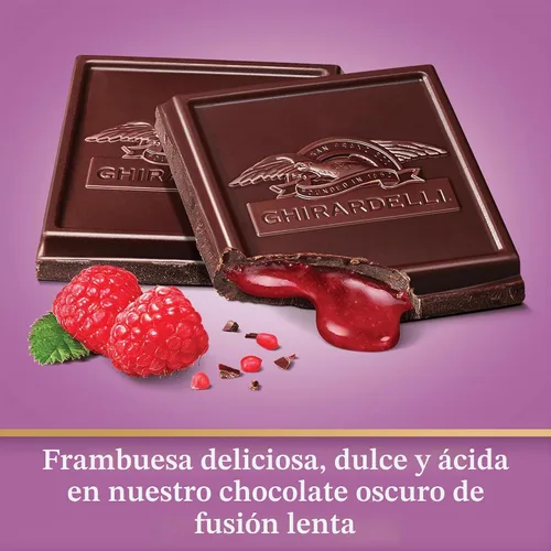 Vista 4 de GHIRARDELLI Barra cuadrada de chocolate amargo frambuesa, barra de 4.8 onzas (paquete de 10)