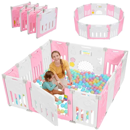 Vista 10 de Corralito para bebés Dripex, corral plegable de 10 paneles para bebés y niños pequeños, área de juego portátil ajustable, centro de actividades