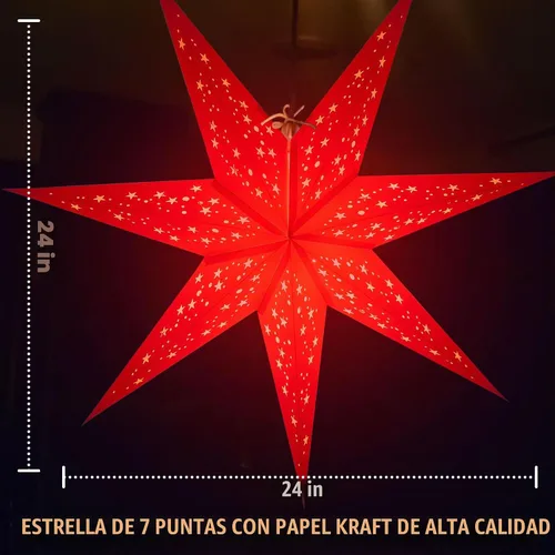 Vista 2 de GalaxyArts - Naxatra (blanco mediano 7 puntas) - Linterna de estrella de papel Naxatra Blanco - 7 Puntas