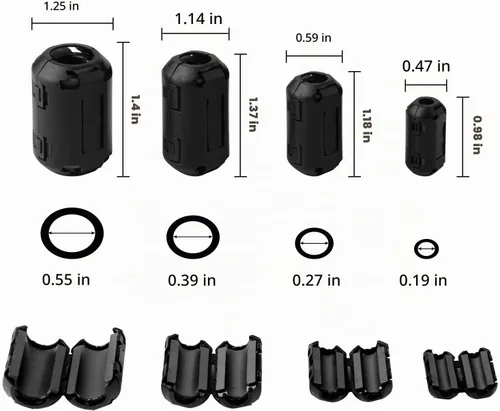 Vista 2 de Núcleo de anillo de ferrita negro RFI EMI cable supresor de ruido Clip-20Pcs
