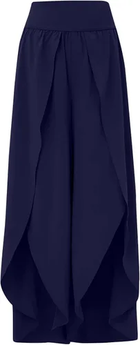 Vista 4 de Pantalones de pierna ancha para mujer, cintura elástica, pantalones de color sólido, pantalones de entrenamiento casuales de verano, pantalones