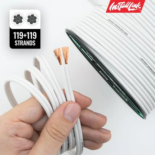 Vista 8 de Install Link Cable de altavoz de calibre 14 (blanco) para cable de audio de automóvil, hogar o RV, 100 pies, CCA 14/2 Speaker Cable, 2-Conductor