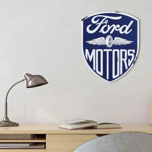Vista 16 de Ford Logo Evolution - Letrero de metal vertical en relieve – Letrero vintage de Ford para garaje o cueva de hombre