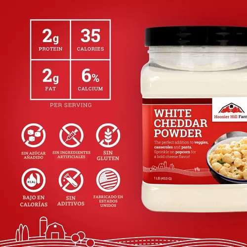 Vista 4 de Queso Cheddar Blanco en Polvo de Hoosier Hill Farm, 1 Libra (Paquete de 1)