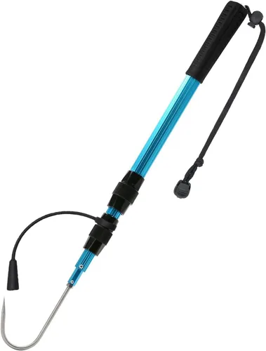 Vista 7 de SANLIKE Telescopic Fish Gaff with Stainless Sea Fishing Spear Hook Tackle, Soft Handle Aluminium Alloy Pole for Saltwater Offshore Ice Tool