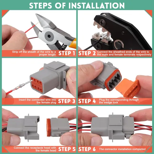 Vista 7 de Juego de conectores DT Deustch de 236 piezas, 12 kits con crimpador de cables, 2, 3, 4, 6, 8, 12 pines, conectores eléctricos automotrices