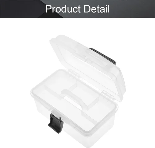Vista 5 de Utoolmart - Caja organizadora, de plástico ABS, con divisores multiusos, transportable, con mango, para almacenamiento, bandeja extraíble, 1 pieza