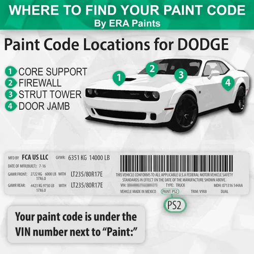 Vista 2 de ERA Paints PEC/VEC - Sinamon Stick Metallic para DODGE Exact Match Automotive Touch Up Paint Spray - Kit esencial 2K
