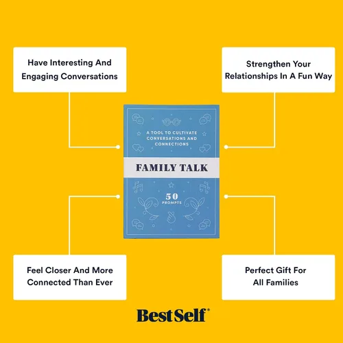 Vista 3 de BestSelf - Baraja de conversación familiar - Juego de 50 cartas para noche de juegos familiares, divertido y atractivo juego familiar para niños