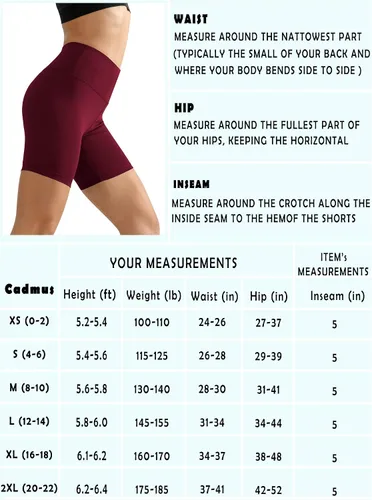 Vista 5 de CADMUS Women's High Waisted 6" 10" Spandex Yoga Short Butt Lifting