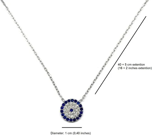 Vista 2 de MYSTIC JEWELS - Collar de plata de ley 925 con collar de ojo turco - Redondo con circonita cúbica