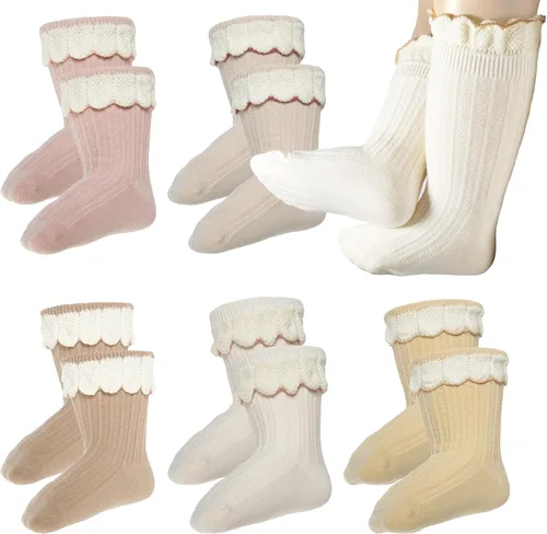 Vista 6 de 5 pares de calcetines antideslizantes con agarre para tobillos para bebés, niños y niñas, calcetines antideslizantes adhesivos para bebés, niños