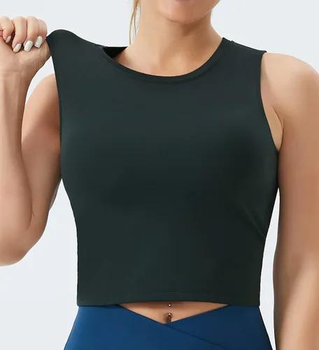 Vista 2 de THE GYM PEOPLE Sujetador deportivo de soporte medio para mujer, extraíble, acolchado, sin mangas, para entrenamiento