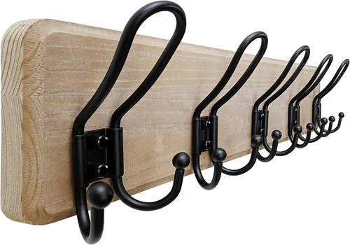 Vista 20 de Dseap Perchero para Abrigos Montado en Pared - Perchero Resistente de Estilo Granja Rural con 5 Ganchos de Alambre para Ropa, Sombrero, Chaqueta
