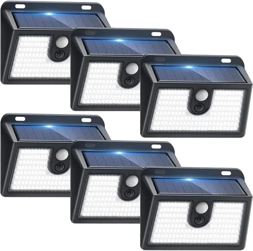 Vista 12 de 2 paquetes de luces solares con sensor de movimiento al aire libre, luces solares súper brillantes al aire libre impermeables, 3 modos