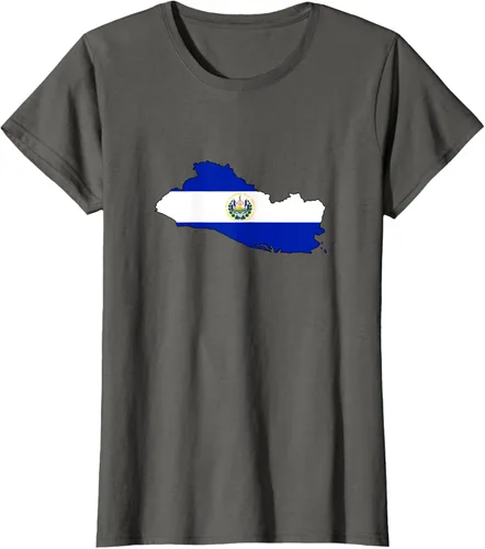 Vista 7 de Camiseta de El Salvador Country Outline on Flag