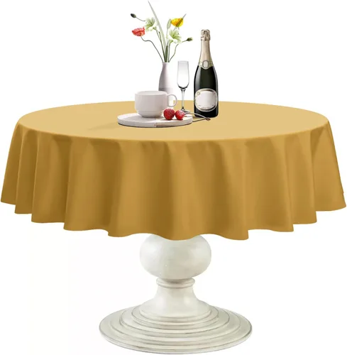 Vista 28 de Softalker Mantel Redondo, Impermeable y Resistente a las Manchas, Mantel de Tela Sin Arrugas, Lavable, Poliéster de 210GSM, Cubierta de Mesa