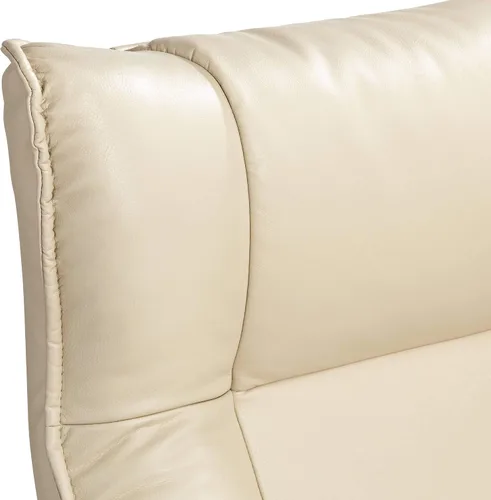 Vista 3 de Benchmaster Morgan Stucco - Sillón reclinable giratorio de piel sintética con silla otomana, sillón moderno, ergonómico, manual, reclinable Estuco