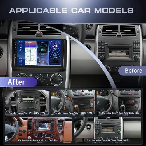 Vista 9 de 4G+64G Android Car Stereo para Mercedes Benz W169 W245 B160 B170 B180 B200 W639 Vito Viano W906 Sprinter, CarPlay Android Auto 9 "IPS pantalla