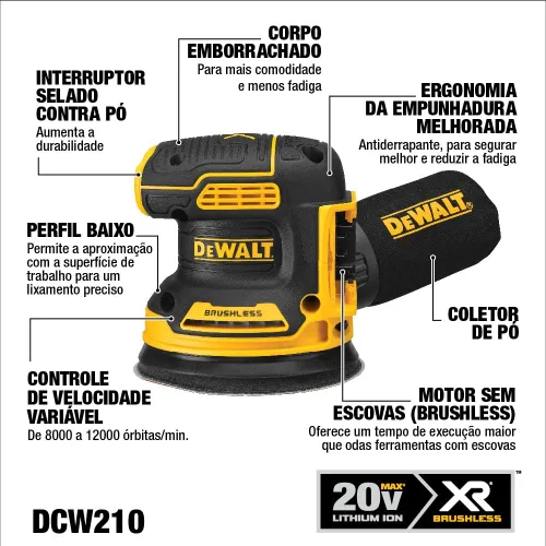 Vista 6 de DEWALT Paquete de sierra caladora de 20 V MAX (DCS335B) y lijadora orbital (DCW210B)