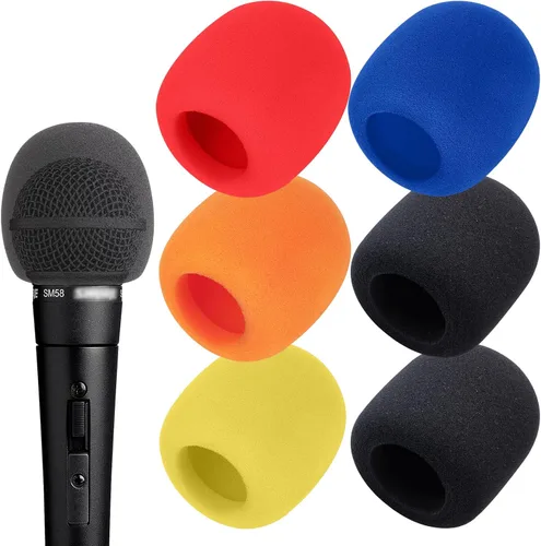 Vista 8 de Parabrisas de micrófono de mano de 6 piezas, filtro de micrófono pop para micrófono de estudio, micrófono de mano Bluetooth y micrófono de mano