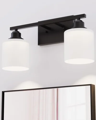 Vista 12 de Accesorios de iluminación de baño Sailstar de 2 luces, accesorios de iluminación de tocador de níquel cepillado, lámpara de tocador moderna