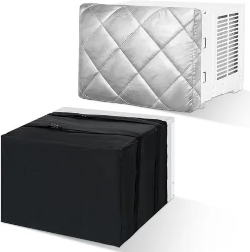 Vista 7 de 2 piezas de cubierta de aire acondicionado de ventana para interiores y exteriores, ajustable, impermeable, cubierta de aire acondicionado