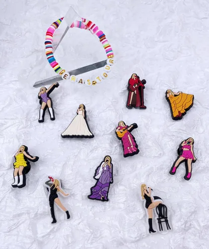 Vista 6 de LINGWUERBA Pink Stuff - Dijes para zapatos para mujer, dijes para zapatos, TS Eras1989 Taylor Singer inspiró joyería de amistad regalo para amantes