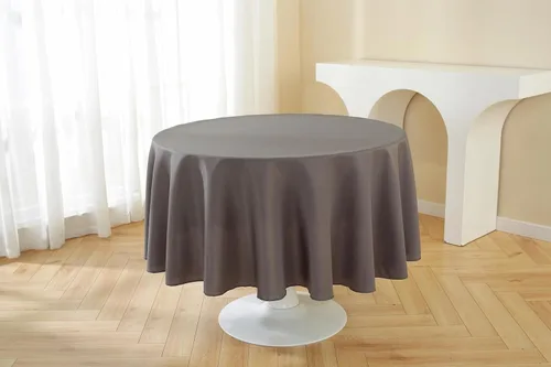 Vista 4 de Paquete de 2 Manteles Redondos de 120 Pulgadas de Carbón, Mantel de Poliéster Lavable para Uso en el Hogar, Fiestas, Bodas o Restaurantes. Gris